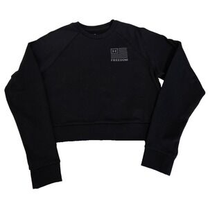 Under Armour Rival Freedom Cropped Crew Sweatshirt Women's S Black NWT